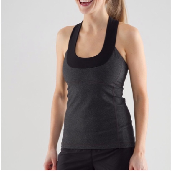 Lululemon Striped Grey/Black Scoop Neck Tank - Picture 1 of 4
